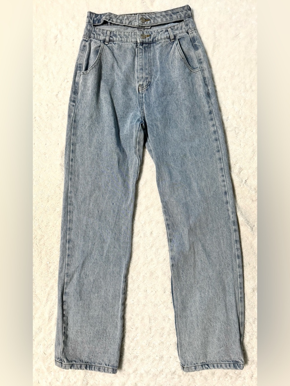 ET CLET Double Waist High Rise Straight Leg Jean